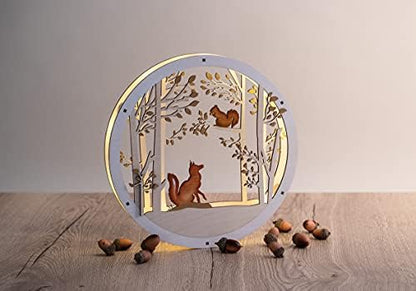 Rayher Wood Building Kit for 3D Wreath with Fox and Squirrel Design, Seasonal DIY Wood Craft Set with 9 slot-together Pieces, Diameter 30cm, natural wood, 63156505 - Image 7