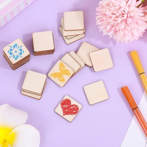 300 Pcs 1 Inch Unfinished Wood Pieces Blank Wood Squares Round Corner for Painting Writing Carving Letter Scrabble DIY (Square 1 x 1 x 0.12 inches) - Image 6