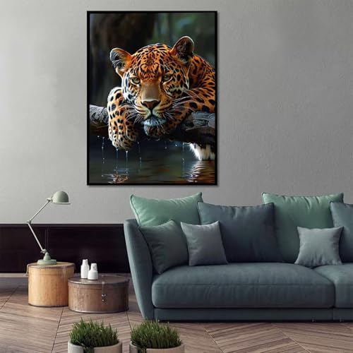 Animal Paint by Numbers Kit for Adults Leopard Paint by Numbers, DIY Acrylic Watercolor Oil Painting Kits for Adults Beginners with Brushes, Hobbies for Women for Home Wall Decor, Gifts 12x16 in 0-52 - Image 2