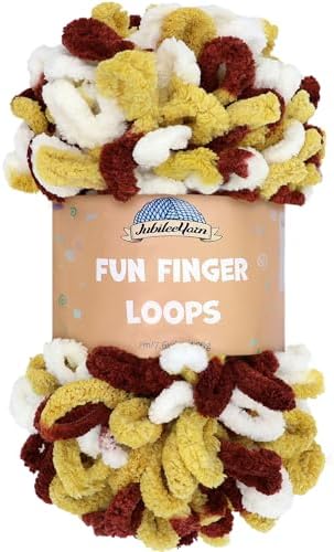 JubileeYarn Fun Finger Loops Yarn - Maroon Gold White - 1 Skein by BambooMN
