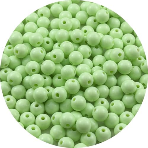 200pcs Acrylic Round Beads for Crafts 10mm Resin Candy Color Spacer Beads with Hole for Jewelry Making Sewing Crafts Decoration Necklaces Bracelets Earrings Supplies(Light Green) by Unknown