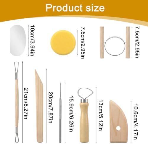 64 Pcs Pottery Clay Tools Set, Sculpting Clay Tool Kit with Beech Wood Handles and Stainless Steel Tips for Carving Shaping Modeling Trimming for Beginners and Professionals - Image 2