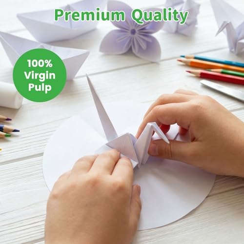 Koogel 300 Sheets Circle Origami paper, 6 Inches Craft White Copy Paper, for Arts and Crafts Making, Student Back to School Supplies - Image 3