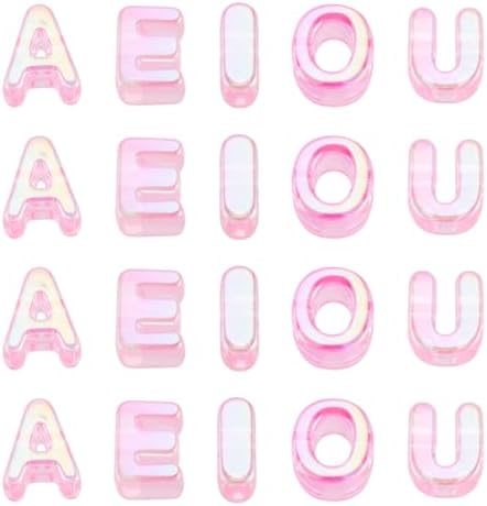 FASHEWELRY 50Pcs Vowel Large Letter Beads, 20mm Big Acrylic Alphabet Beads, Large Hole Vowel Bead Spacer for Bracelets Necklaces Bag Charms Shoelaces Keychains Lanyards (Hot Pink) - Image 7