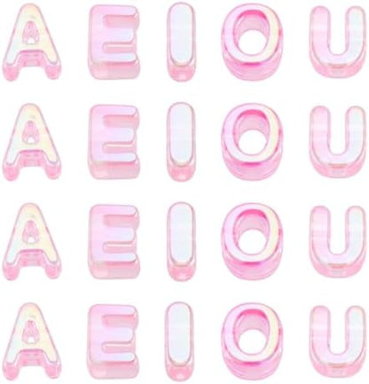 FASHEWELRY 50Pcs Vowel Large Letter Beads, 20mm Big Acrylic Alphabet Beads, Large Hole Vowel Bead Spacer for Bracelets Necklaces Bag Charms Shoelaces Keychains Lanyards (Hot Pink) - Image 7