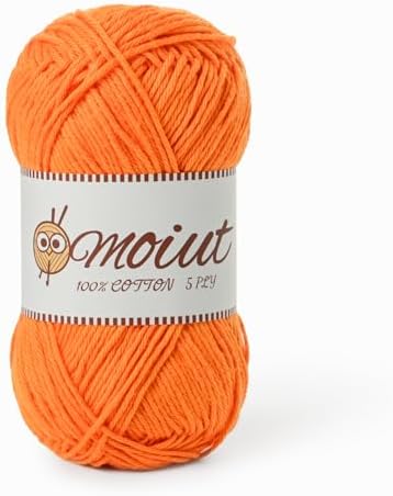 Cotton Yarn for Crocheting, Baby Yarn for Crocheting Soft, 131yds / 1.76oz Fluffy Amigurumi Crochet Yarn, 5 Ply 100% Milk Cotton Yarn for Puzzle、Socks、Clothes(Orange) by OMoiut