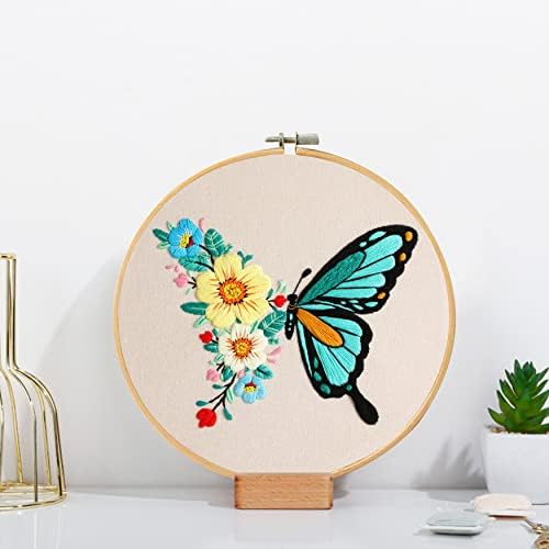 Santune 3 Pack Embroidery Kit for Beginners Adults Cross Stitch Kits with Butterfly Patterns and Instructions,DIY Hand Crafts with 1 Hoop,Threads and 6 Needles - Image 5