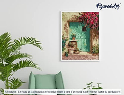 Figured'Art Paint by Numbers Kit for Adults with Frame Green Door 16"x20" - Craft Art Painting DIY Kit Canvas Already Stretched on a Wooden Frame - Image 4