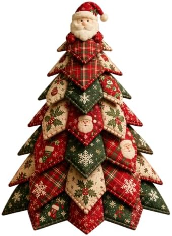 DIY Quilted Christmas Tree Kit, 3D Fabric Patchwork Craft Set for Adults & Beginners, Handmade Holiday Sewing & Tabletop Decor Project, Creative Crafting Gift Box by Unknown