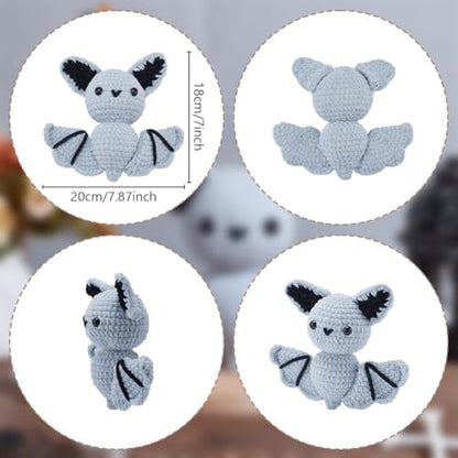 ACRNIGHEET Bat Crochet Kit for Adults Beginners Halloween DIY Starter Crochet Kits Knitting Supplies Crafts Kit Complete Bats Knitting with Step-by-Step Instruction and Video Tutorials - Image 3