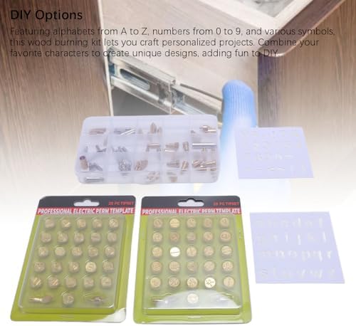 110PCS Wood Burning Tip Set Brass Alphabet Number Stencils Wood Burning Embossing Carving DIY Crafts Tool for Adults Beginners - Image 3
