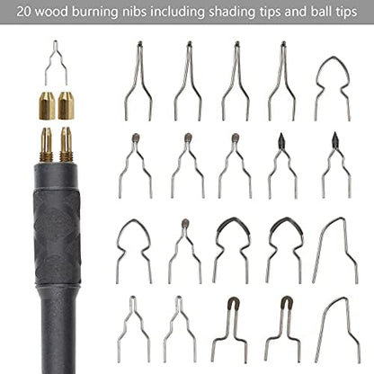 Professional Wood Burning Kit with One Pyrography Pen Single Wood Burner with 20 Wood Burning Tips with Case and 5PCS Stencils - Image 3