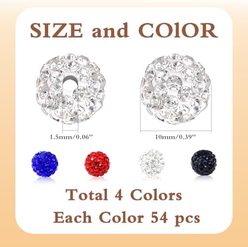 216 Pcs 10mm Clay Rhinestone Beads, Glitter Sparkle Baseball Beads, Shiny Disco Ball Design Beads for Jewelry Making, Craft Supplies for Adult Bracelets Necklaces Earrings Decoration (Kit 3) - Image 2