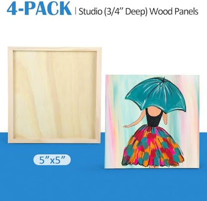Falling in Art 4 Pack 5x5’’ Unfinished Birch Wood Panels Kit for Painting - Image 5