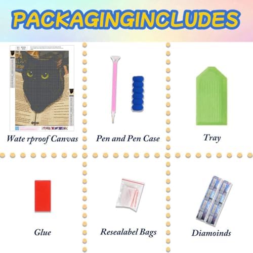 Lophomie Diamond Art Kits for Adults, 5D Cat Diamond Painting Kits 12x16 in - Image 6