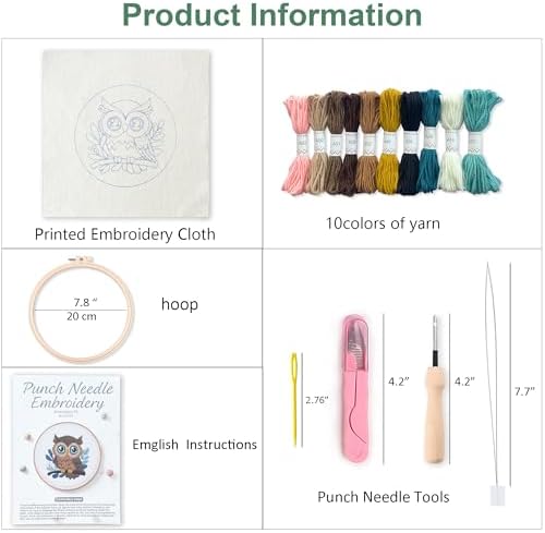 Myfelicity Adorable Owl Punch Needle Kit – Beginner-Friendly DIY Craft Set with Wool, Needle, Pattern, and Tools – Fun Felted Animal Project for Creative Hobbyists - Image 3