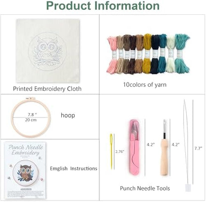 Myfelicity Adorable Owl Punch Needle Kit – Beginner-Friendly DIY Craft Set with Wool, Needle, Pattern, and Tools – Fun Felted Animal Project for Creative Hobbyists - Image 3