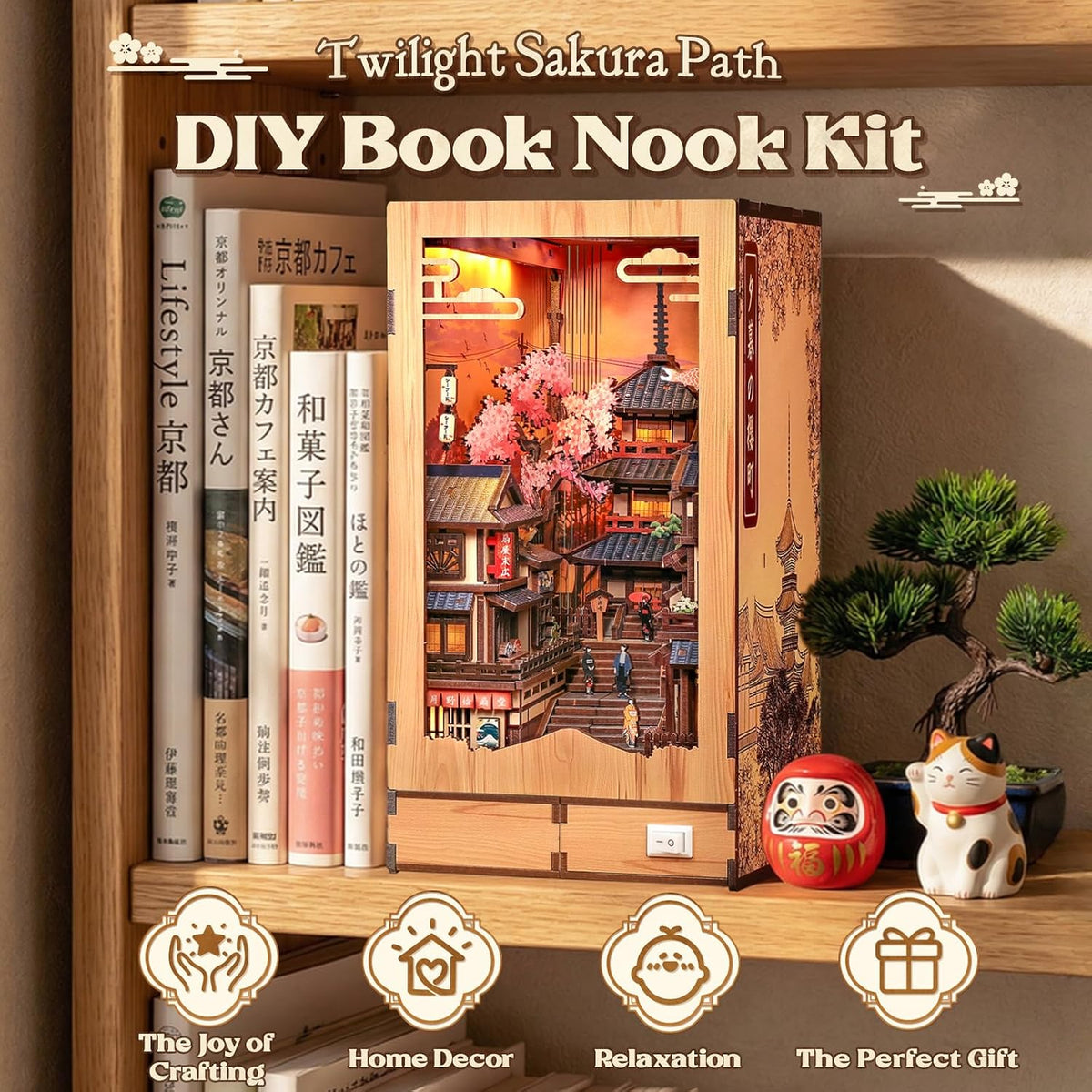 CUTEBEE Book Nook Kit - DIY Miniature House Japanese Street Diorama