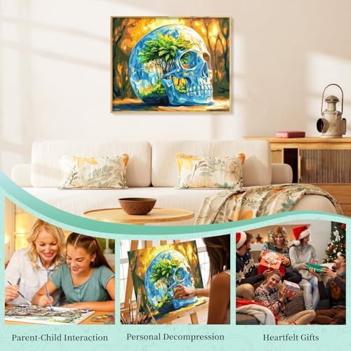 Paint by Numbers Kit for Adults, Fantasy Skull DIY Painting Kit, 16x20 Inch - Image 7