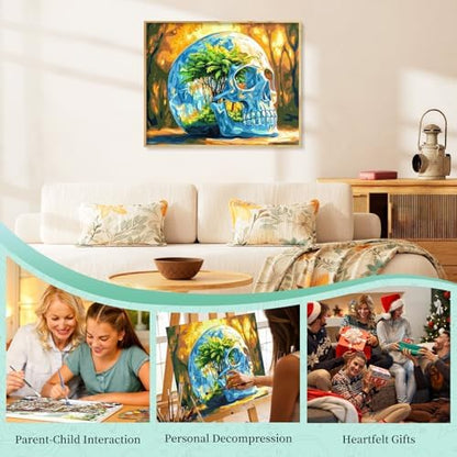 Paint by Numbers Kit for Adults, Fantasy Skull DIY Painting Kit, 16x20 Inch - Image 7