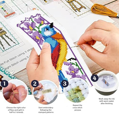 ORIGACH 6 Set Bird and Flower Cross Stitch Bookmark Kit for Beginner - Image 4