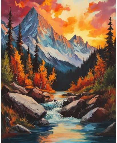 Banket Paint by Numbers Kit for Adults Beginner Mountain DIY Painting Kits for Adults Landscape Easy Adult Paint by Number Kits on Canvas Color by Numbers for Gifts Home Wall Decor 16x20 Inch by Unknown