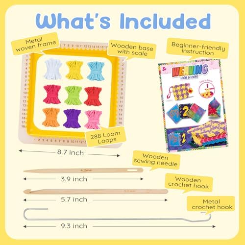 Weaving Loom Kit Toys for Kids and Adults - with Wooden Base Scale Markings - Image 3