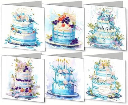 DIY Diamond Greeting Cards Set, 5D DIY Diamond Art Painting Festival Style Greeting Card, DIY Christmas Card Making Kits for Family Friends Handmade Gift-#09-6PC Cake by Unknown