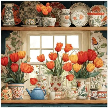 xcemhil Flowers Paint by Numbers Kit for Adults Beginner, Flowers Paint by Number for Adult, Acrylic Paint by Numbers Kits Suitable for Home Wall Art Decor Gifts 16x16 Inch by Unknown