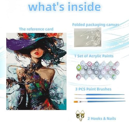 Paint by Numbers Kit for Adults,Colorful Woman Paint by Number Kits - Image 6