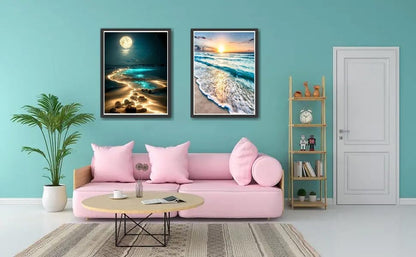 TCDZMYGS 2 Pack Paint by Numbers Kit for Adults Beginner, Beach Easy Paint by Number Kits with Framed, Sandbeach DIY Acrylic Oil Painting by Numbers for Home Wall Decor 10 x 12 inch - Image 3