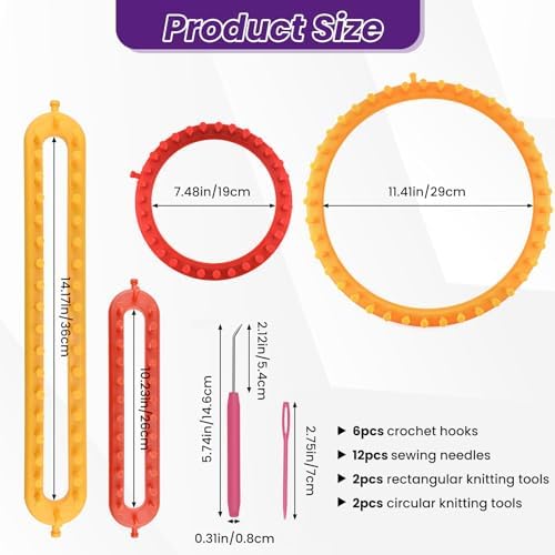 SATUY 4 Pcs Knitting Loom Kit, Scarf & Hat Loom with Crochet Hook & Needle - Image 2