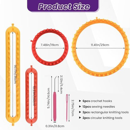 SATUY 4 Pcs Knitting Loom Kit, Scarf & Hat Loom with Crochet Hook & Needle - Image 2
