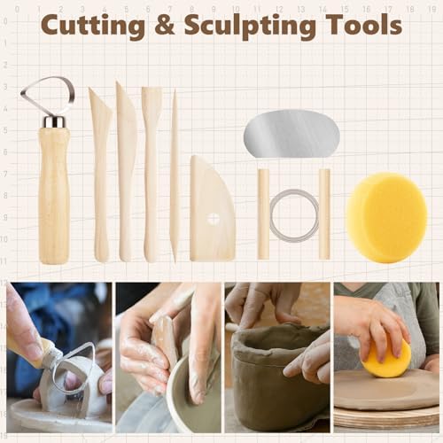 UUSYCUN 48PCS Pottery Tools for Sculpting, Clay Tool Kit for Carving, Modeling Ceramics, Pottery Kiln, Polymer Clay Tools for Trimming, Beginners, Pros, Adults, Supplies - Image 4