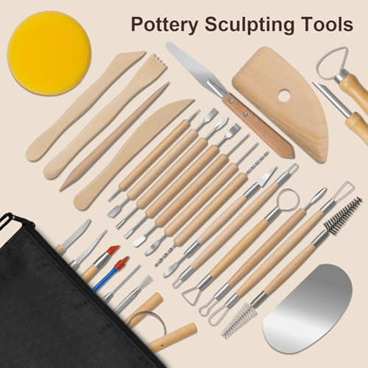 Amrules 31 Pcs Polymer Clay Sculpting Tools Kit for Adults, Light Yellow - Image 6