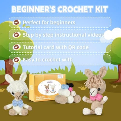 MOREJMTT Crochet kit for Beginners，Knitting kit，Equipped with Step-by-Step Video tutorials, Adult Junior Crochet Kits,Crochet Animals kit(2pack Alpaca) - Image 5