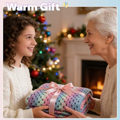 HUYEIOBGD Crochet Blanket Kit for Beginners – Super Easy Crochet Starter Kit with Soft Gradient Yarn, Step-by-Step Video Tutorials & Crochet Accessories, Aurora Purple, Crochet kit - Image 6