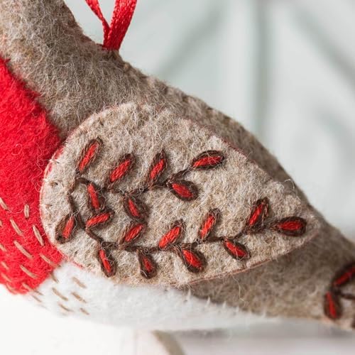 Wizardi Beginner Felt Craft Mini Kit for Adults - Embroidered Robin. Bird Felting Kit 7x9cm. Felting Tools. Wool Felting Supplies. Wool Felt. MKRBN1F Corinne Lapierre - Image 5