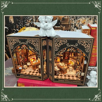 NookMaster Book Nook Kit with LED | 3D Puzzle Bookshelf Decor Gift - Image 6
