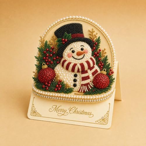 Christmas Diamond Art Greeting Cards Kit for Adults, 6 Pcs DIY Diamond Painting Christmas Cards with Envelopes, 3D Pearl Rhinestone Merry Christmas Card Making Craft, Handmade Holiday Gifts - Image 3