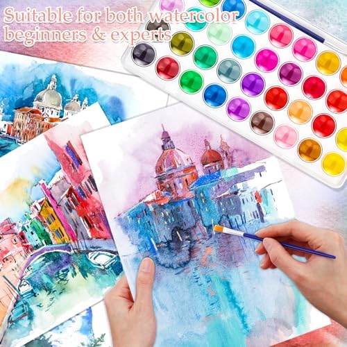 Nuanchu Gifts Bulk Watercolor Paint Washable Watercolor Paint Kits Palette and Brushes Portable Water Color Supplies for Adults, Beginners Artists Graduation Gift(12 Pack,36 Colors) - Image 3