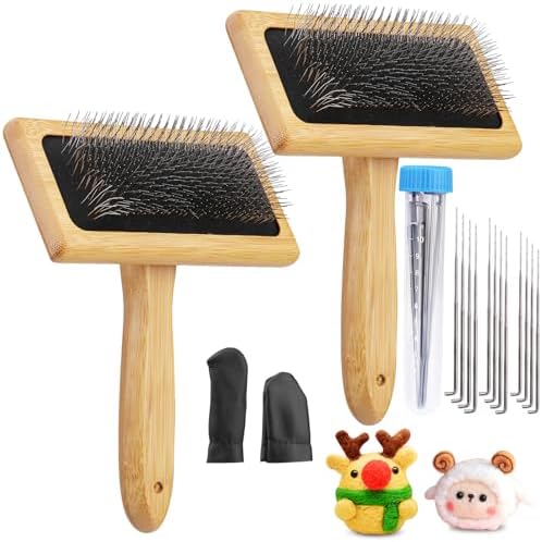kdafio 2 Pcs Wooden Wool Carders Hand Carders for Wool Needle Felting by Kdafio