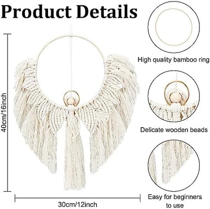 INFUNLY DIY Macrame Kit Angel Wings Boho Macrame Angel Tapestry DIY Christmas Macrame Kits for Adult Beginners Macrame Woven Wall Hangings with Instruction Video for Wedding Office Living Room Bedroom - Image 3