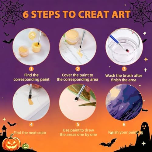 Aestalrcus Halloween Paint by Numbers Kit for Adults, Witch, 16x16inch - Image 6