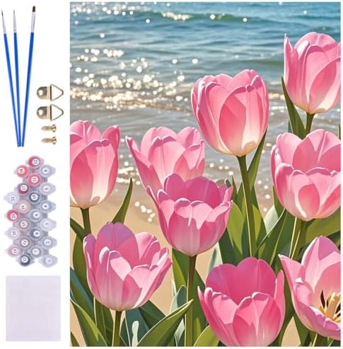 ACIOPPL Paint by Numbers for Adults Beginner Pink Tulip Flower 16 x 20 Inch by Unknown