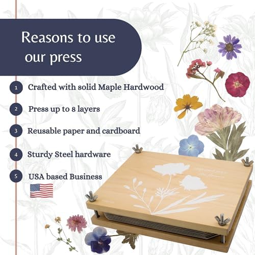 Flower Press Kit | Durable Hardwood 8x10in - Flower Preserving Kit Up to 8 layers - Floral Preservation kits for adults and kids | Innovative and Giftable Floral Pressing kit for Craft Enthusiasts - Image 2