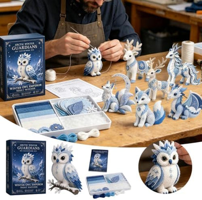 ROTORS Arctic Winter Guardians DIY Patchwork Kit, Pre Cut Felt Animal Sewing Kit, 3D Stuffed Creature Craft Set, Handmade Home Decor Gift for Beginners (Blue-B) - Image 5
