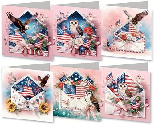 6Pcs Greeting Card DIY Diamond Art Painting Greeting Cards Special Shaped Holiday Blessing Folding Card Kit with Envelopes Arts Crafts for Birthday Festival-Envelope02 by BAYUNOESparkDiamondCraft
