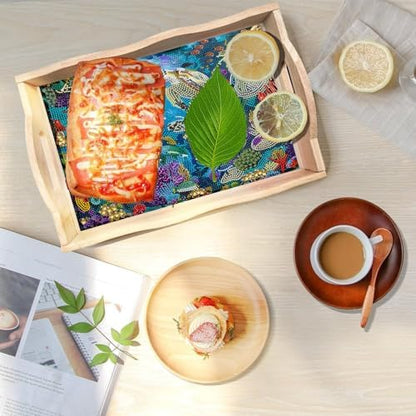 DOTSOPS 5D Landscape Diamond Art Painting Wooden Serving Trays with Handles - Image 4