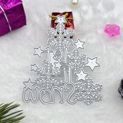 Scrapbooking Die-Cuts, Christmas Metal Cutting Dies for Card Making, Paper Craft Punch Template, Background Embossing Stencils, DIY Album Décor (Star Snowflakes Let It Snow-10x8.6cm) - Image 6